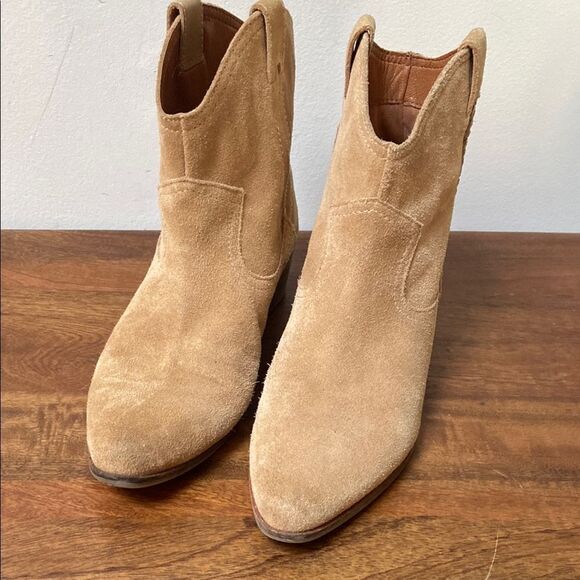 Lucky Brand Tan Ankle Booties with Suede Finish - Picture 3 of 9